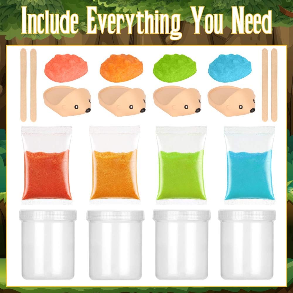 Crystal Growing Kit for Kids – 4 Vibrant Hedgehogs Science STEM Crystal Growth Experiment Set
