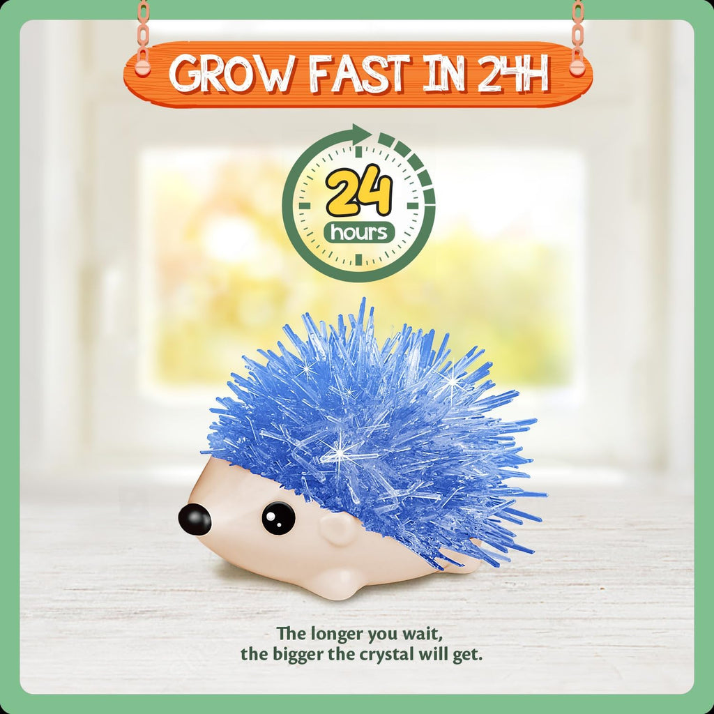 Crystal Growing Kit for Kids – 4 Vibrant Hedgehogs Science STEM Crystal Growth Experiment Set
