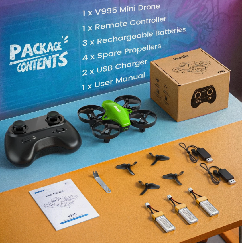 V995 Mini Drone for Kids & Beginners – Indoor/Outdoor Quadcopter with 3D Flips & 360° Rotation