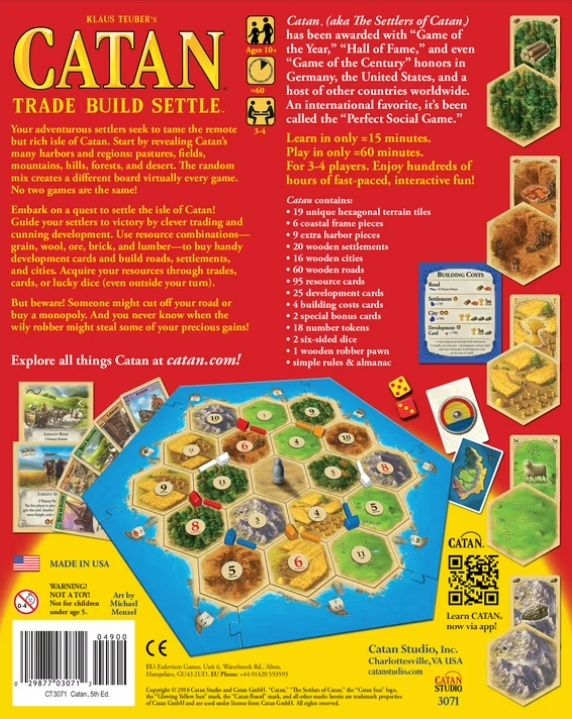 CATAN 5th Edition Family Strategy Board Game – Trade, Build & Settle Adventure Game