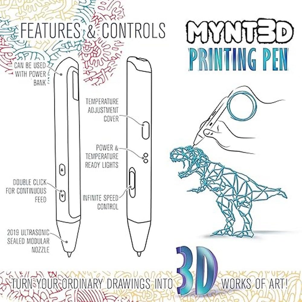 Super 3D Printing Pen – Compatible with 1.75mm ABS & PLA Filament for Creative Drawing & Modeling