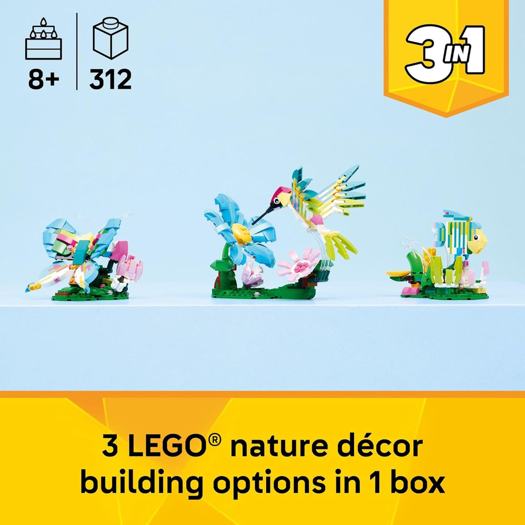LEGO Creator 3-in-1 Wild Animals – Colorful Hummingbird Building Toy Set