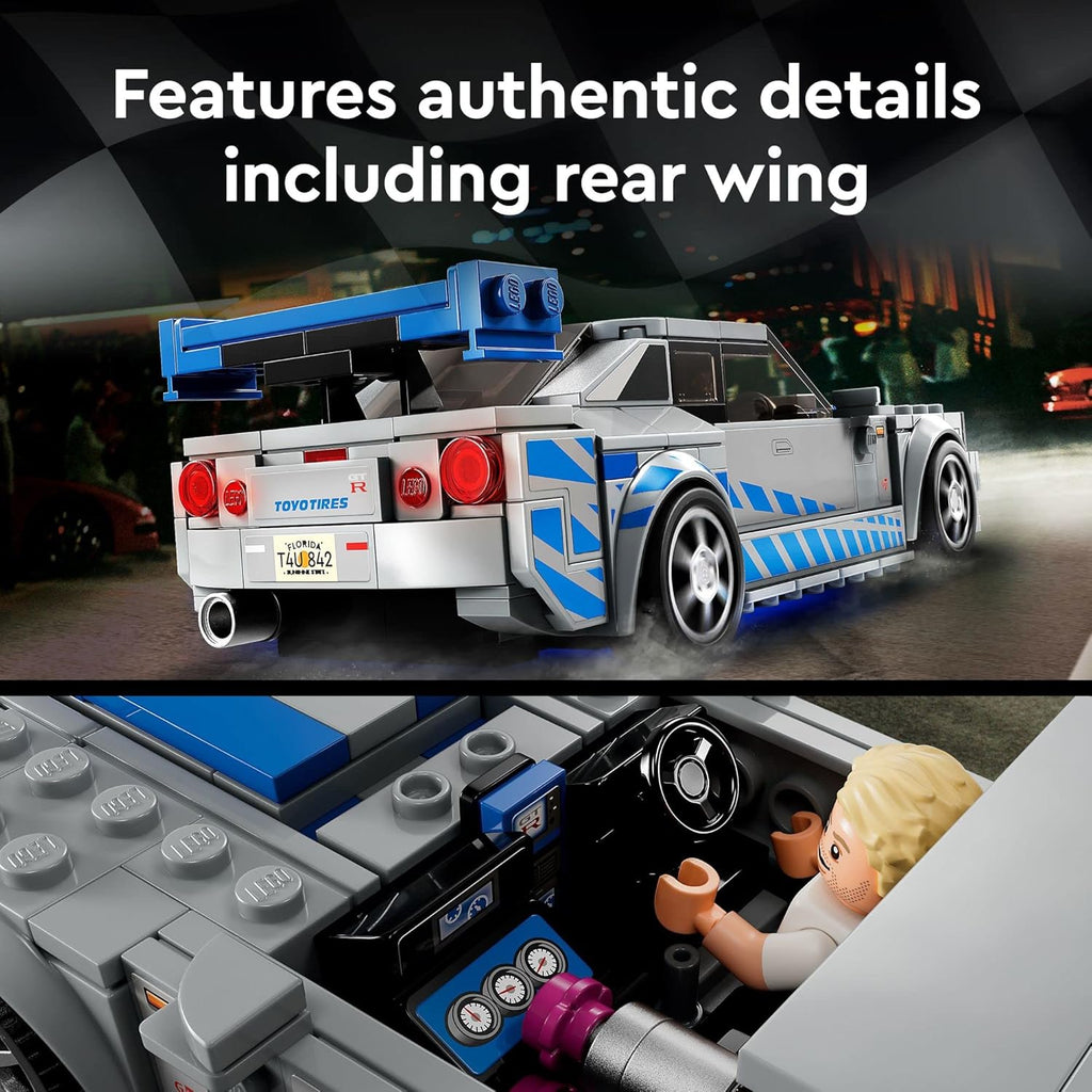 LEGO Speed Champions 2 Fast 2 Furious Nissan Skyline GT-R (R34) Race Car Set