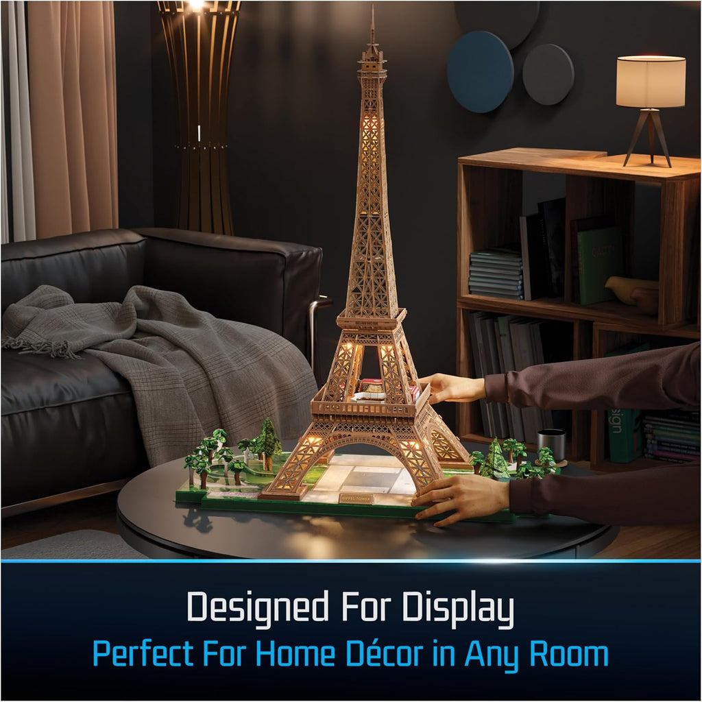 Architect Series Eiffel Tower 3D Model Kit with LED Lights – 252 Pieces Building Set