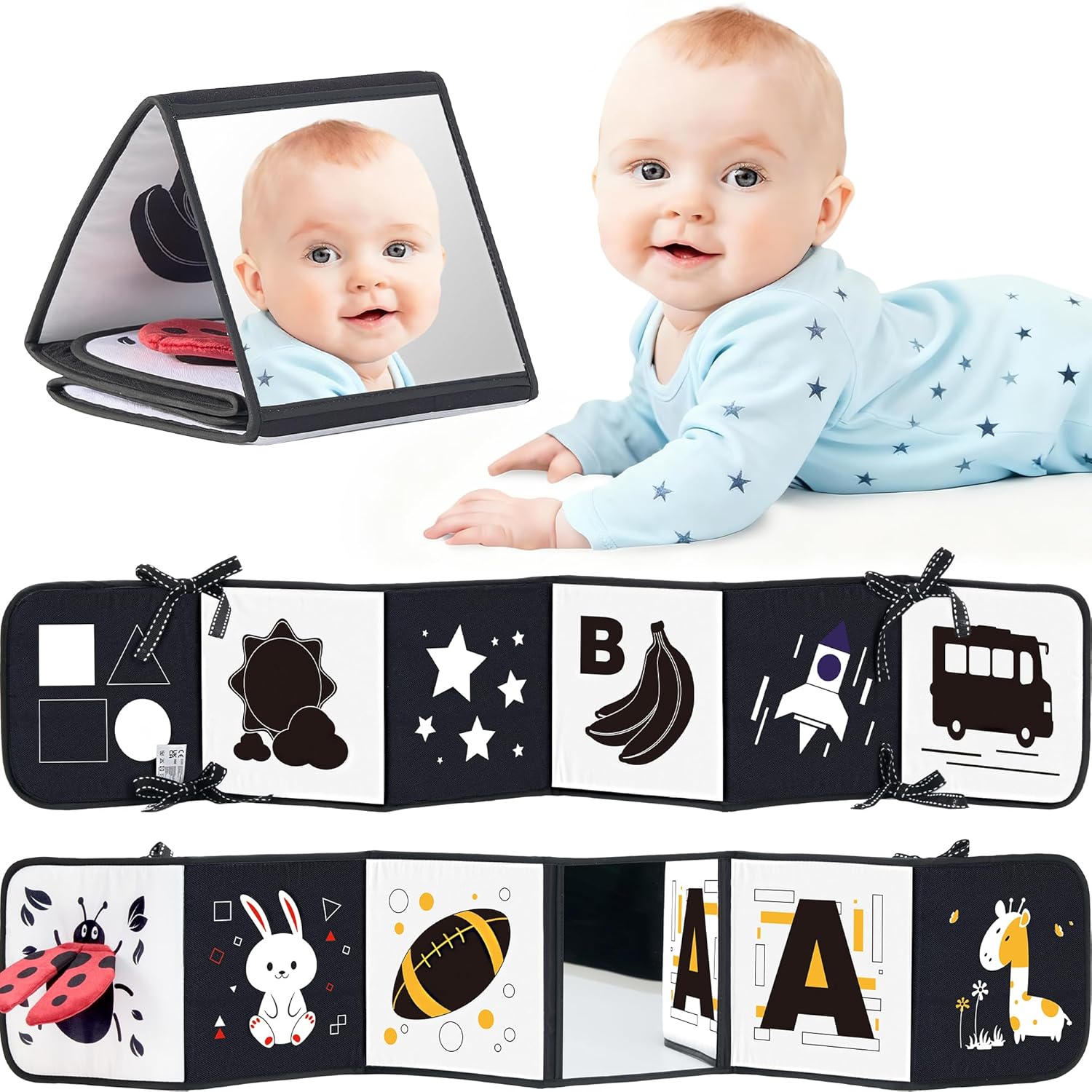 Black & White High Contrast Baby Books for Newborns – Sensory Visual Stimulation Toy for Infants 0-6 Months