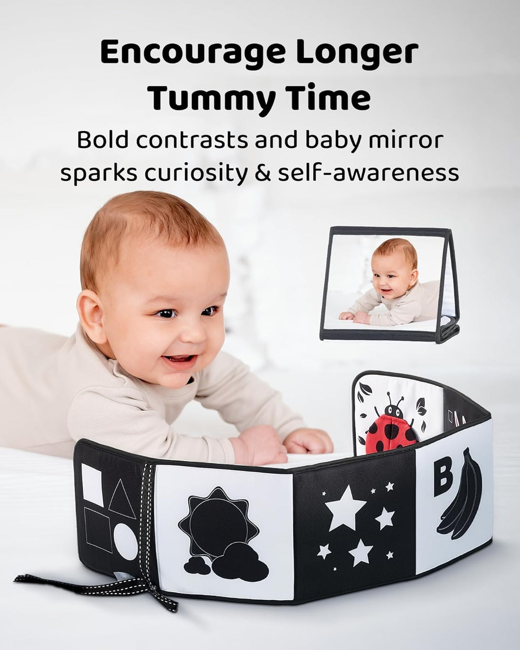 Black & White High Contrast Baby Books for Newborns – Sensory Visual Stimulation Toy for Infants 0-6 Months
