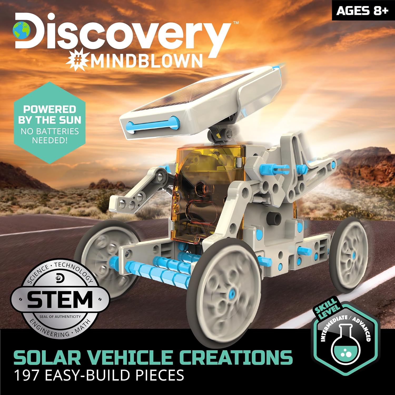 2-in-1 Solar Robot Creation Kit – 197 Pieces Solar Powered STEM Engineering Toy