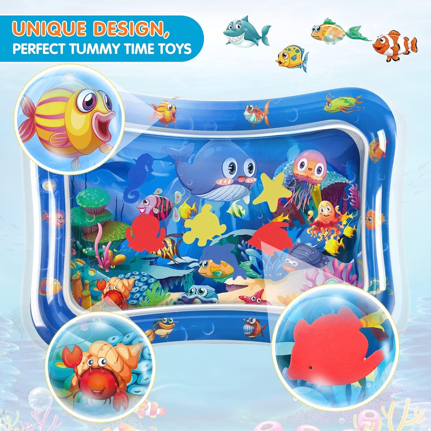 Premium Baby Water Play Mat for Tummy Time – Inflatable Sensory Activity Mat for Infants & Toddlers