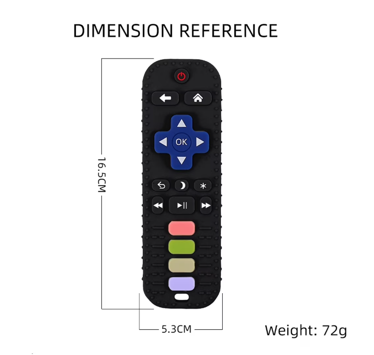 Baby Teething Remote Control Toy – Silicone Sensory Chew Toy for Infants & Toddlers (Black)
