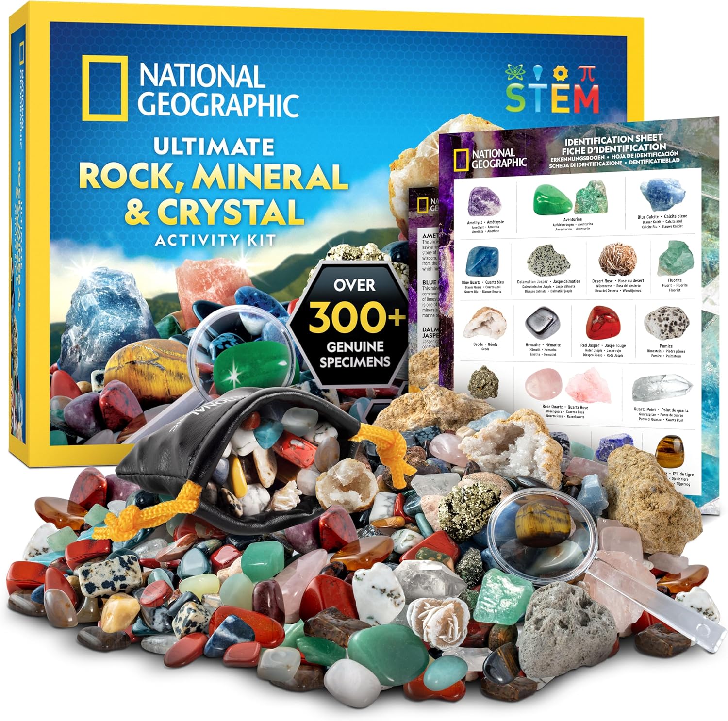 Rock Collection Box for Kids – 300+ Piece Gemstones & Crystals STEM Learning Set