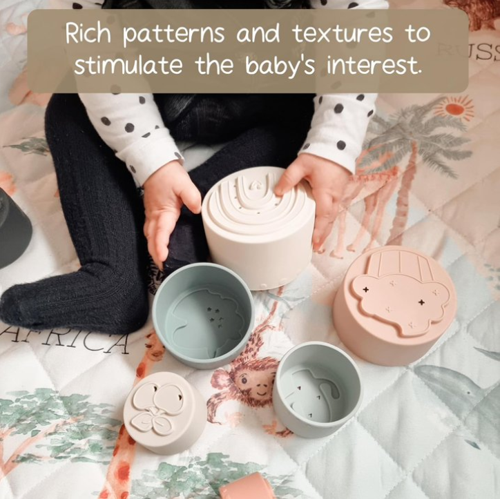 Silicone Stacking Cups Toy – 7-Piece Montessori Educational Nesting & Sensory Learning Set for Babies and Toddlers