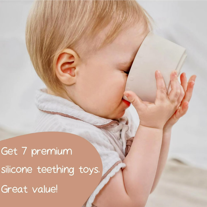 Silicone Stacking Cups Toy – 7-Piece Montessori Educational Nesting & Sensory Learning Set for Babies and Toddlers