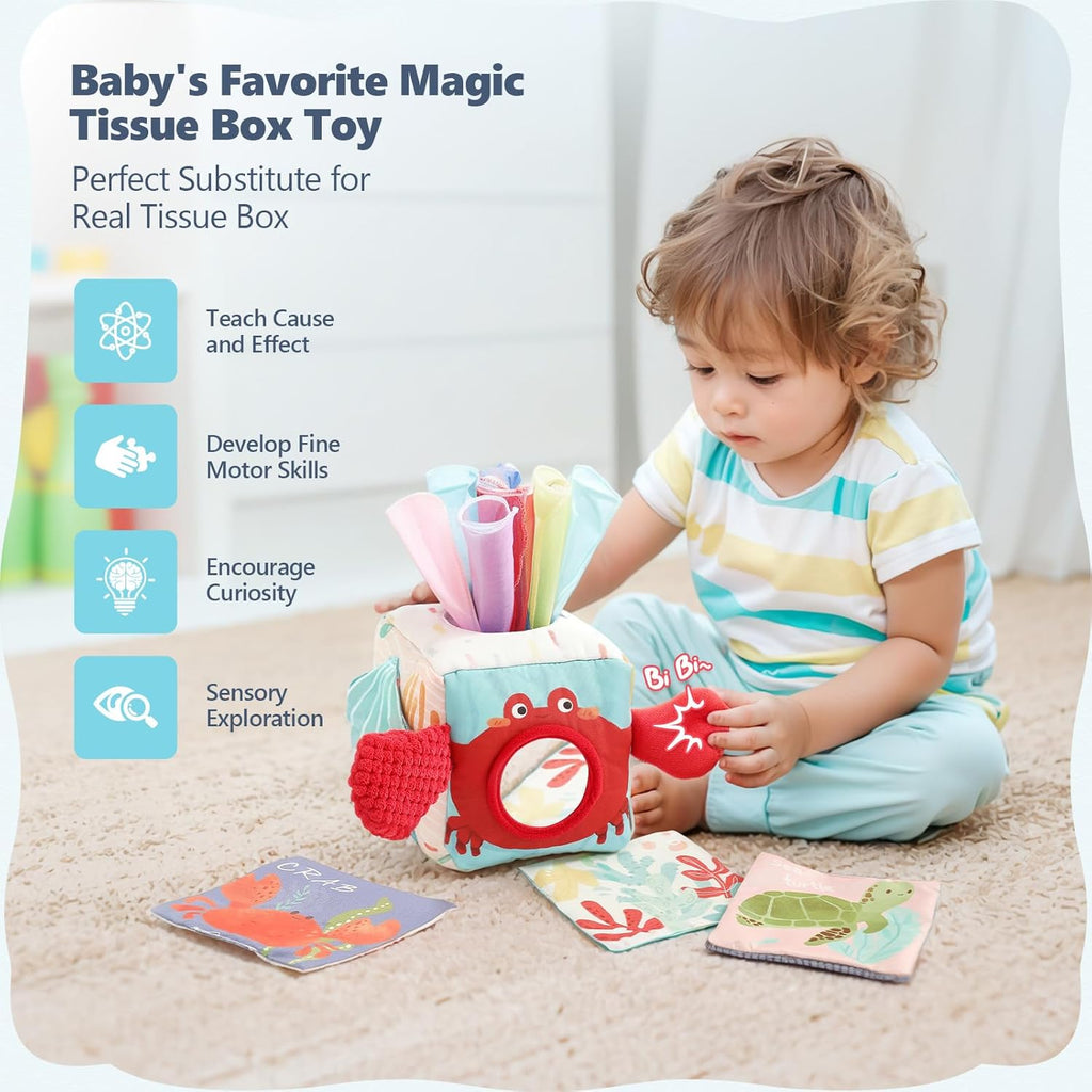 Baby Tissue Box Toy for Babies 6–12 Months – Sensory Pulling & Crinkle Activity Toy for Early Development