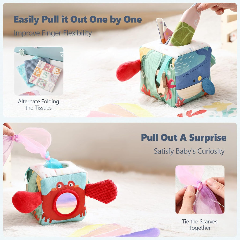 Baby Tissue Box Toy for Babies 6–12 Months – Sensory Pulling & Crinkle Activity Toy for Early Development