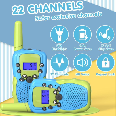 Walkie Talkies for Kids – 22 Channels 2-Way Radio Toy with Backlit LCD Flashlight