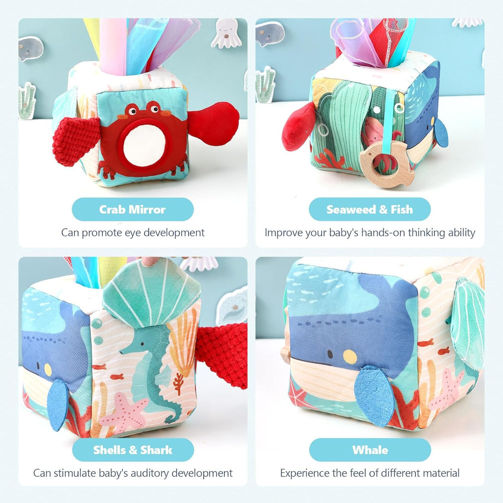 Baby Tissue Box Toy for Babies 6–12 Months – Sensory Pulling & Crinkle Activity Toy for Early Development