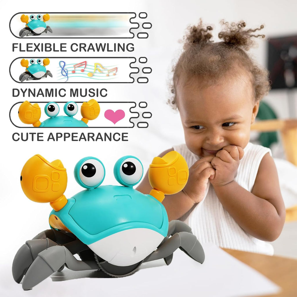 Crawling Crab Baby Toy – Interactive Walking & Dancing Moving Crab with Obstacle Avoidance Sensor for Infants & Toddlers