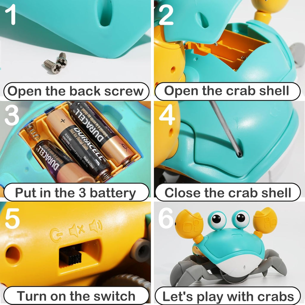 Crawling Crab Baby Toy – Interactive Walking & Dancing Moving Crab with Obstacle Avoidance Sensor for Infants & Toddlers