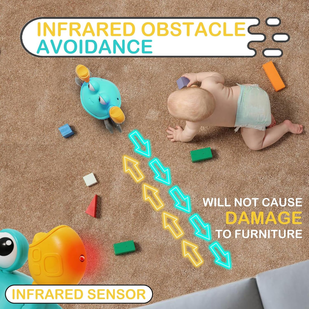 Crawling Crab Baby Toy – Interactive Walking & Dancing Moving Crab with Obstacle Avoidance Sensor for Infants & Toddlers