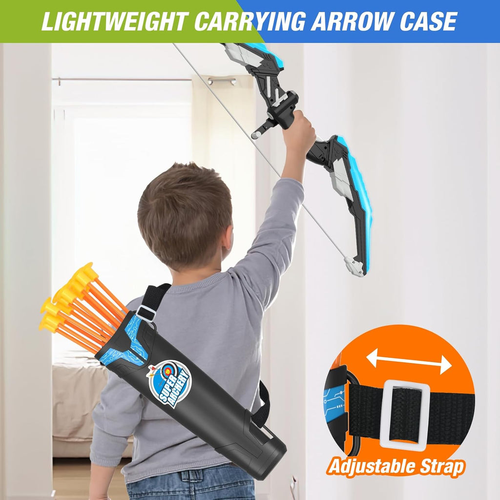 2 Pack Bow and Arrow for Kids – LED Light Up Archery Set with 24 Suction Cup Arrows