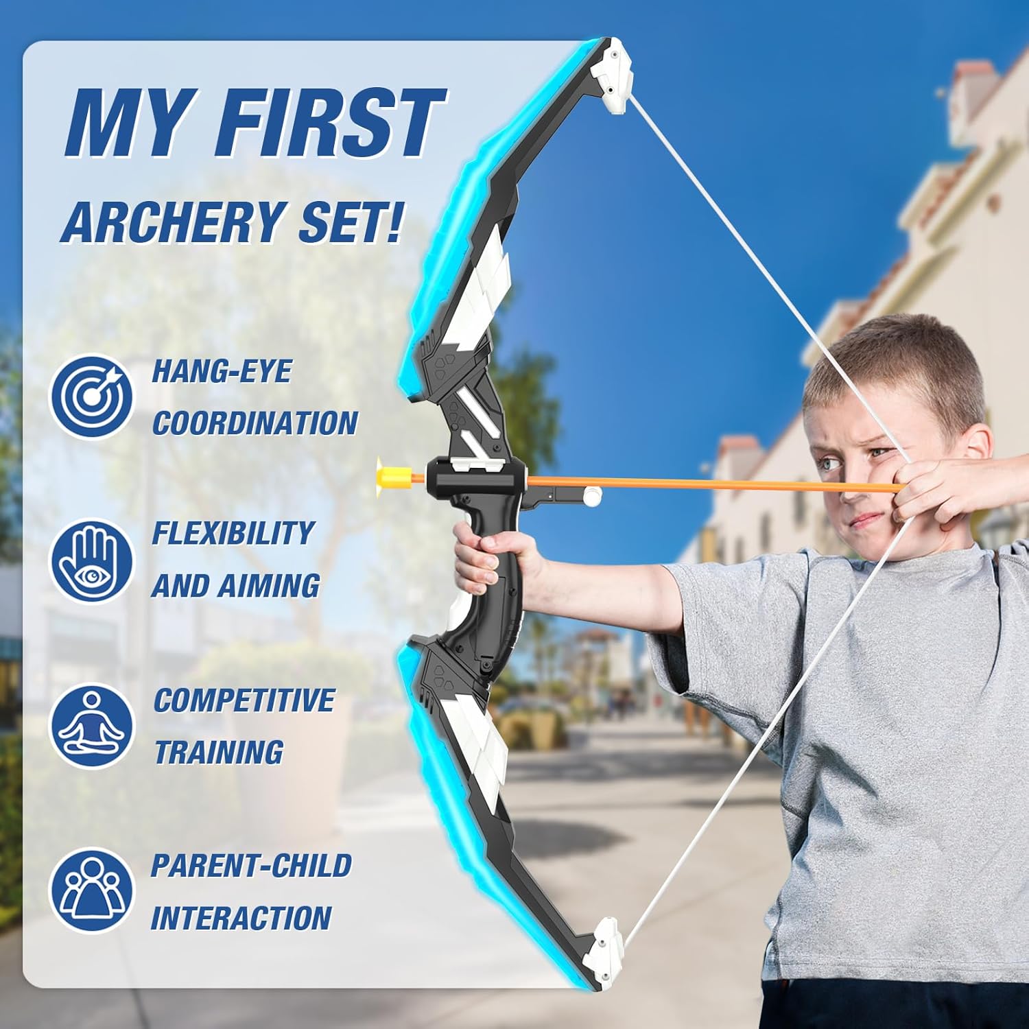 2 Pack Bow and Arrow for Kids – LED Light Up Archery Set with 24 Suction Cup Arrows