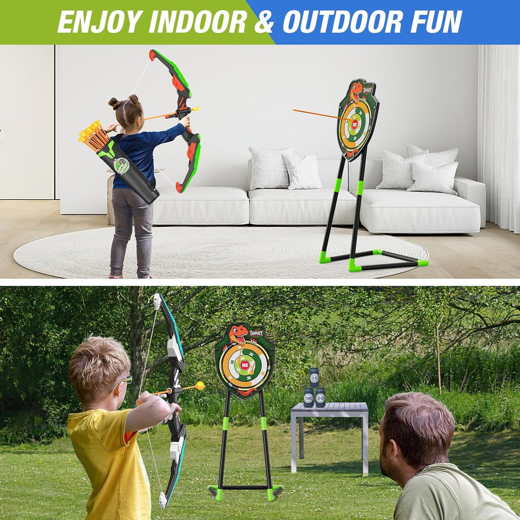 2 Pack Bow and Arrow for Kids – LED Light Up Archery Set with 24 Suction Cup Arrows