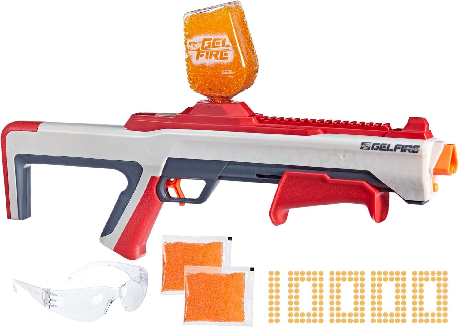 Gelfire Raid Blaster – Fire 5 Rounds at Once with 10,000 Gel Rounds & 800 Round Hopper