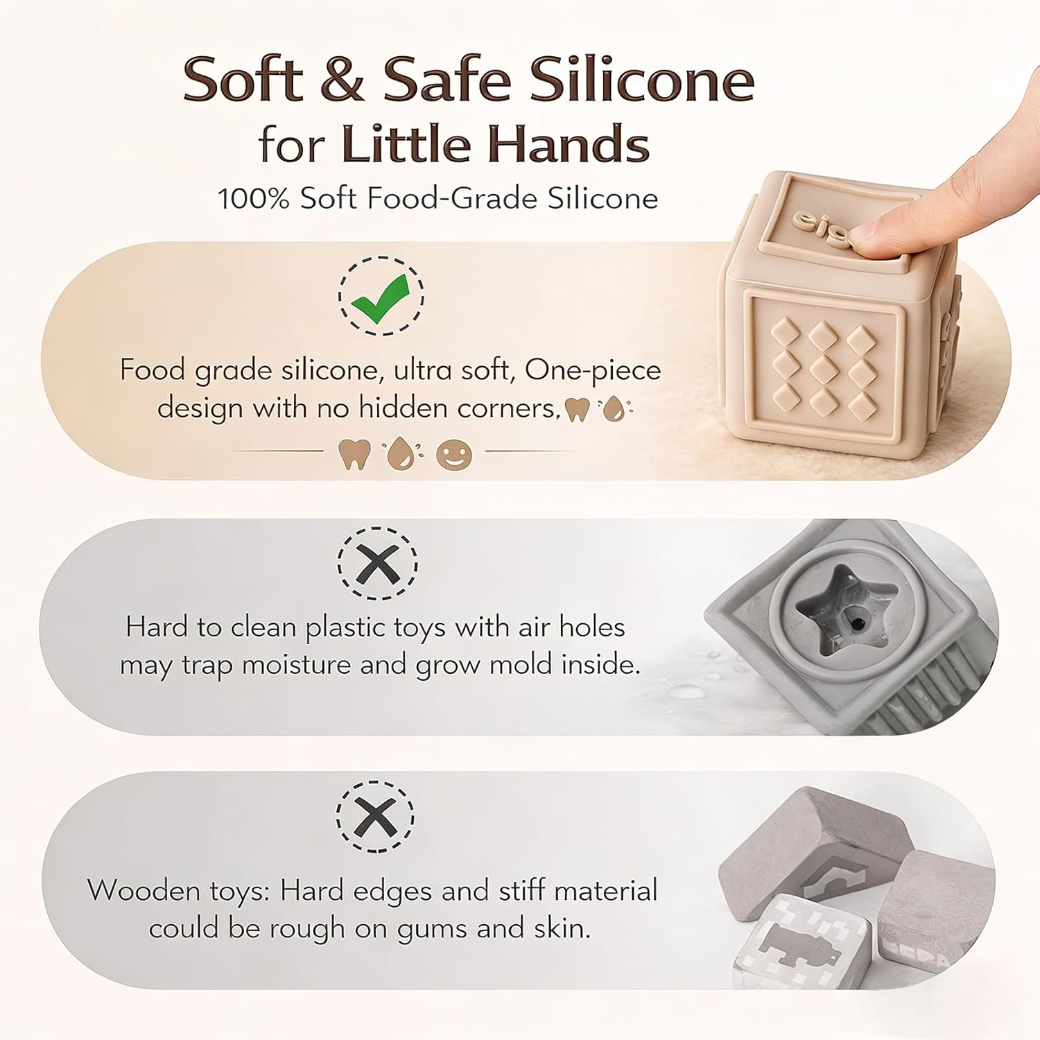 Baby Silicone Stacking Blocks – Soft Building & Teething Montessori Toys for Infants & Toddlers
