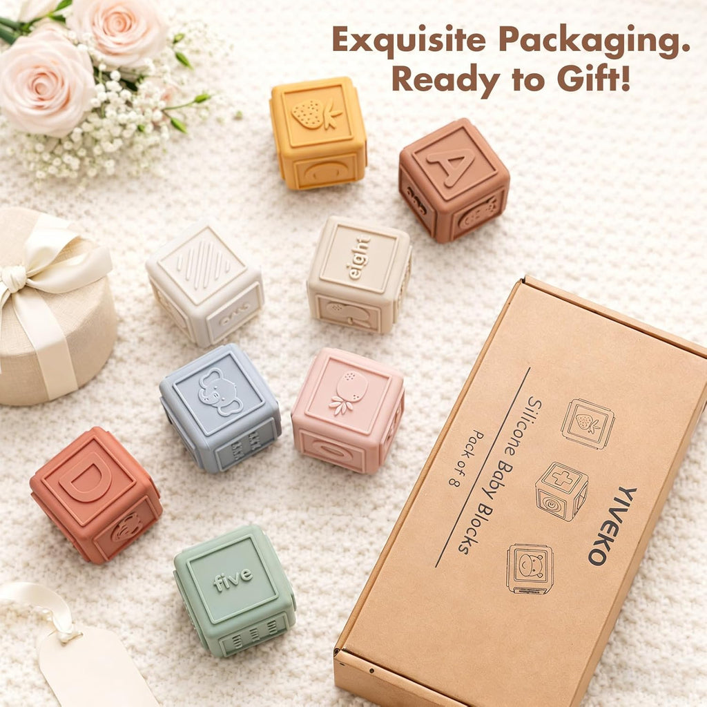 Baby Silicone Stacking Blocks – Soft Building & Teething Montessori Toys for Infants & Toddlers