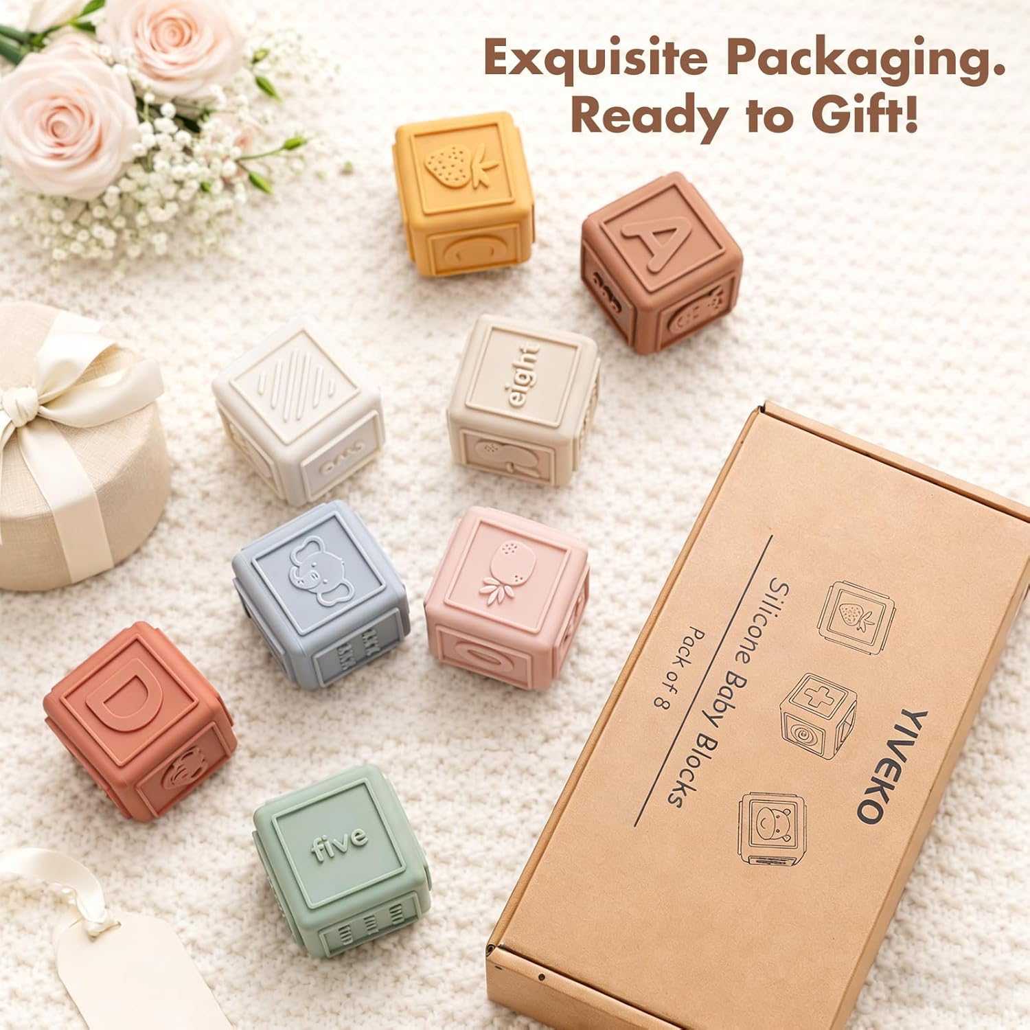 Baby Silicone Stacking Blocks – Soft Building & Teething Montessori Toys for Infants & Toddlers