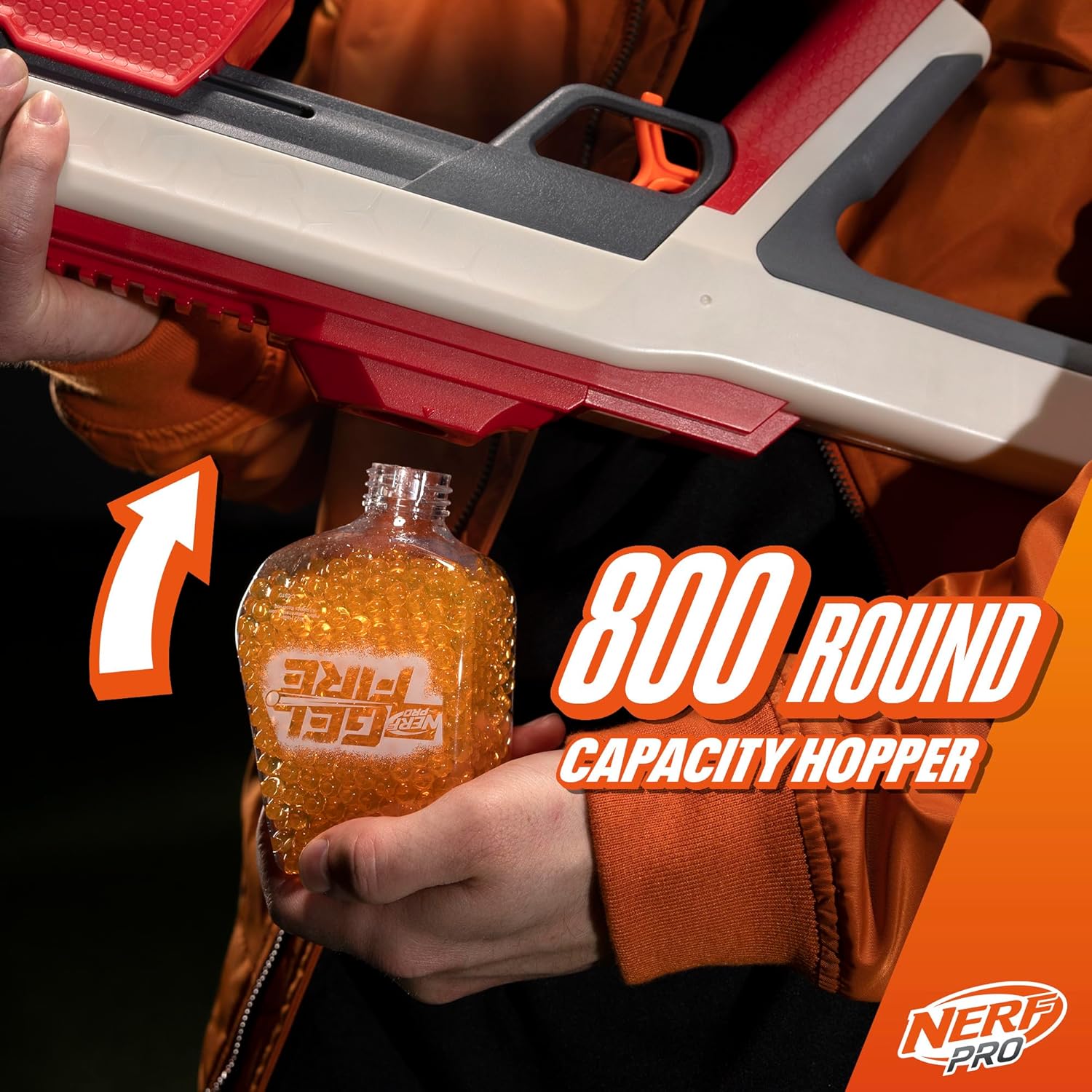 Gelfire Raid Blaster – Fire 5 Rounds at Once with 10,000 Gel Rounds & 800 Round Hopper