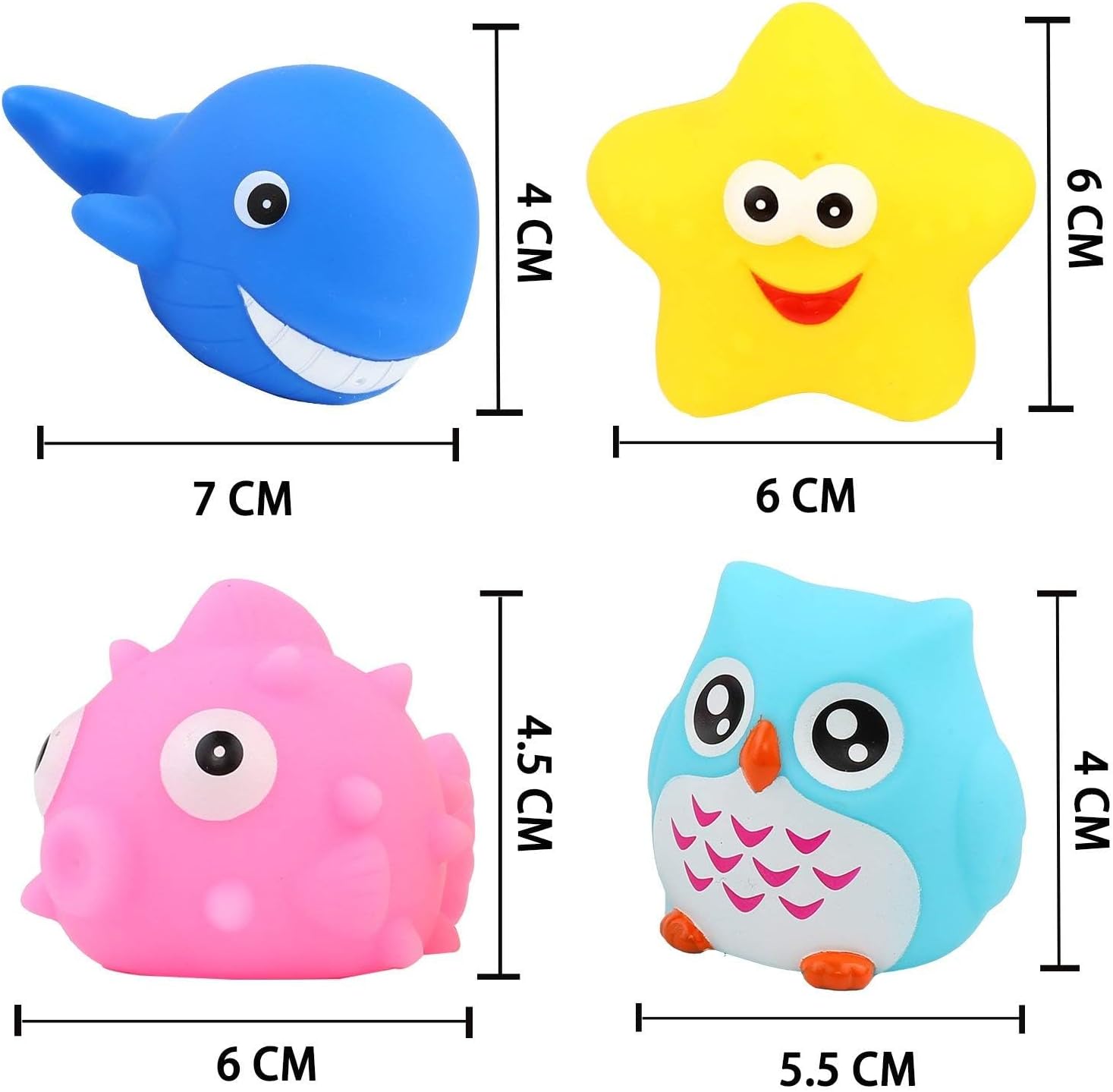 8-Piece Light-Up Floating Bath Toys Set – Rubber Animal LED Water Toys for Babies & Toddlers