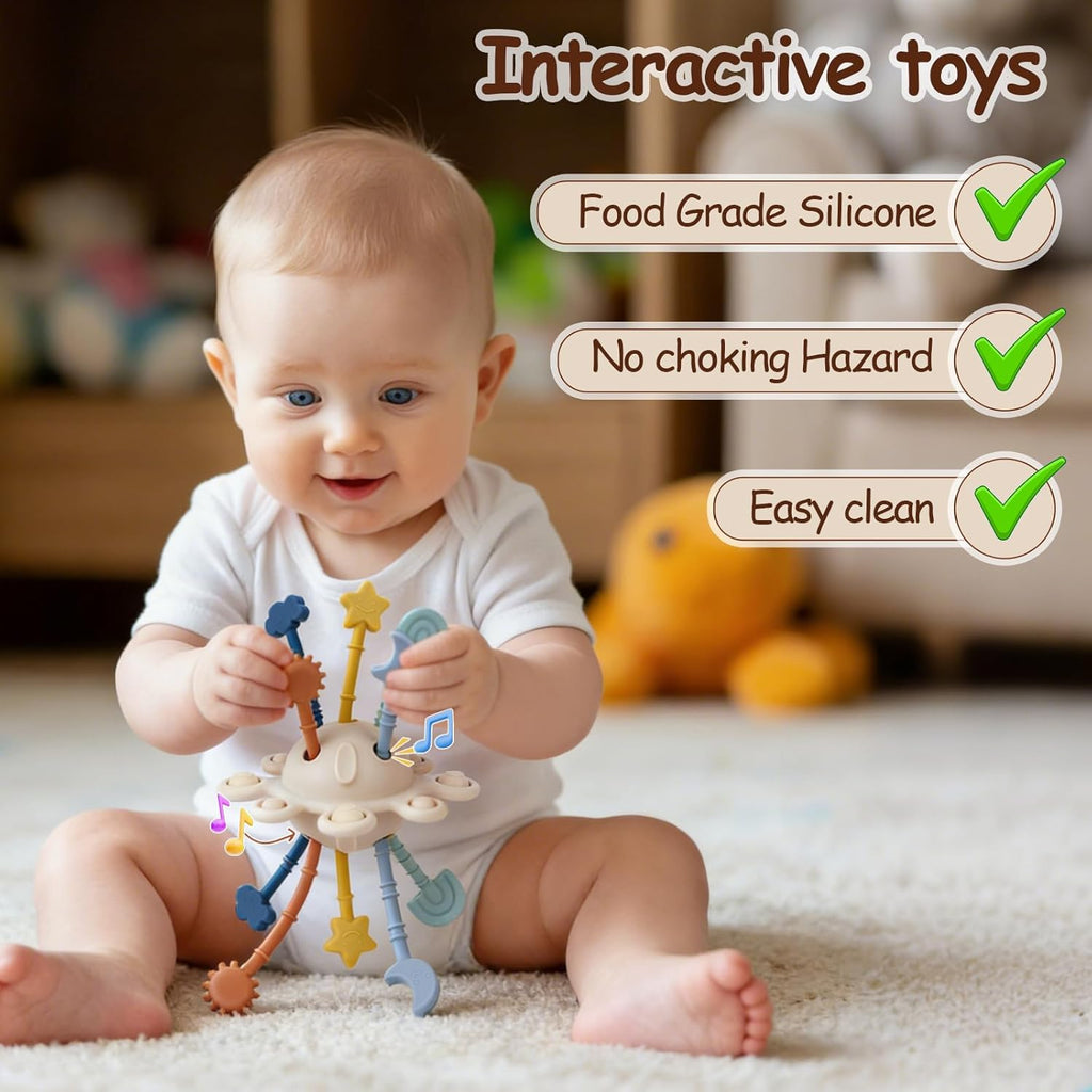Silicone Pull String Activity Toy – Montessori Sensory Teething Toy for Babies & Toddlers