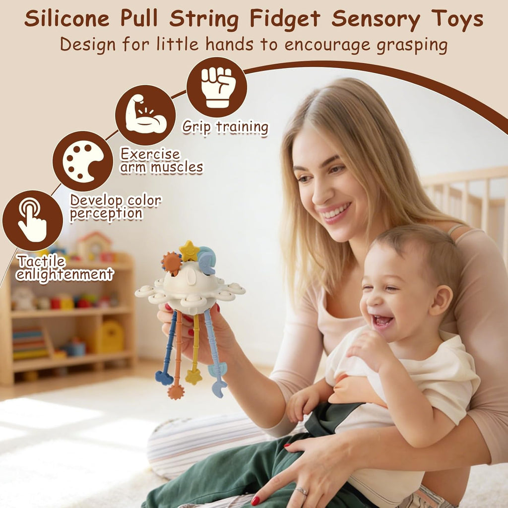 Silicone Pull String Activity Toy – Montessori Sensory Teething Toy for Babies & Toddlers