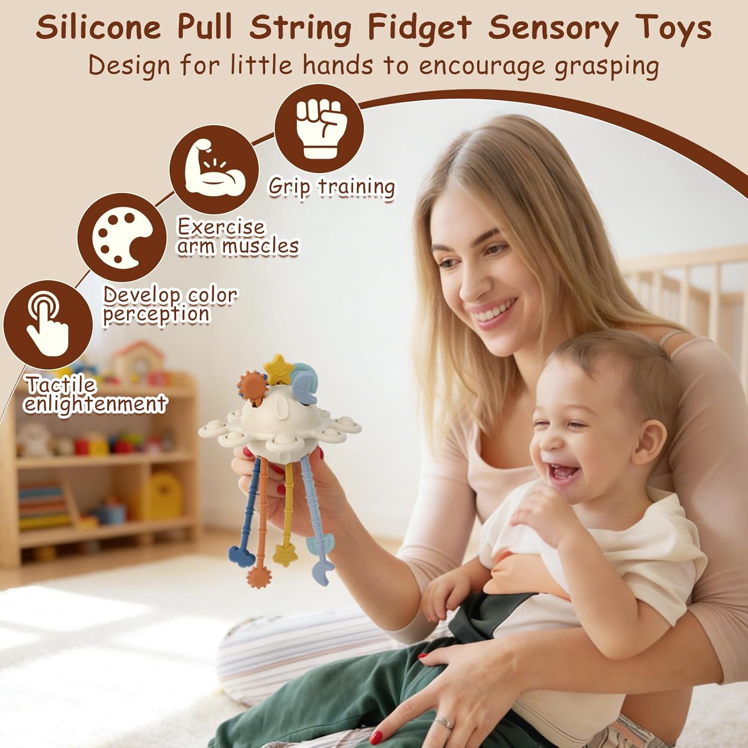 Silicone Pull String Activity Toy – Montessori Sensory Teething Toy for Babies & Toddlers
