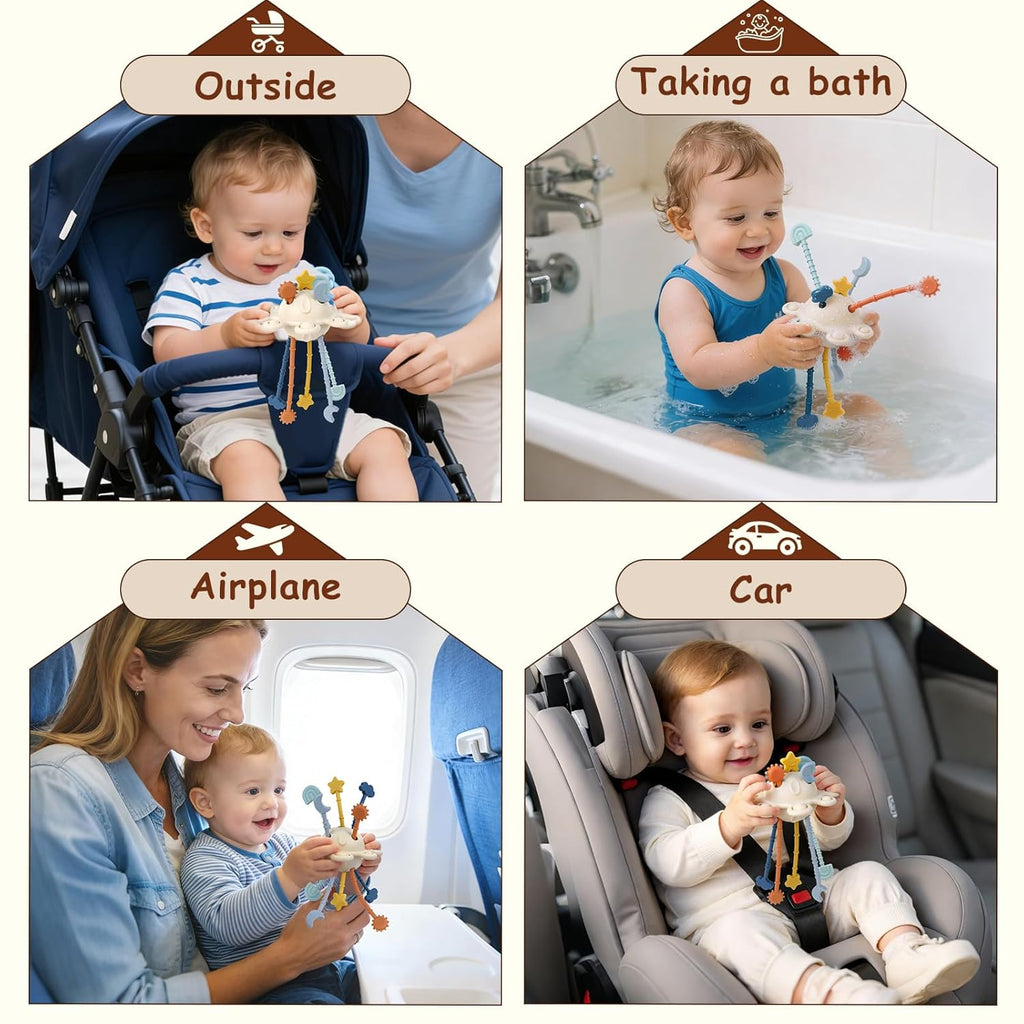 Silicone Pull String Activity Toy – Montessori Sensory Teething Toy for Babies & Toddlers