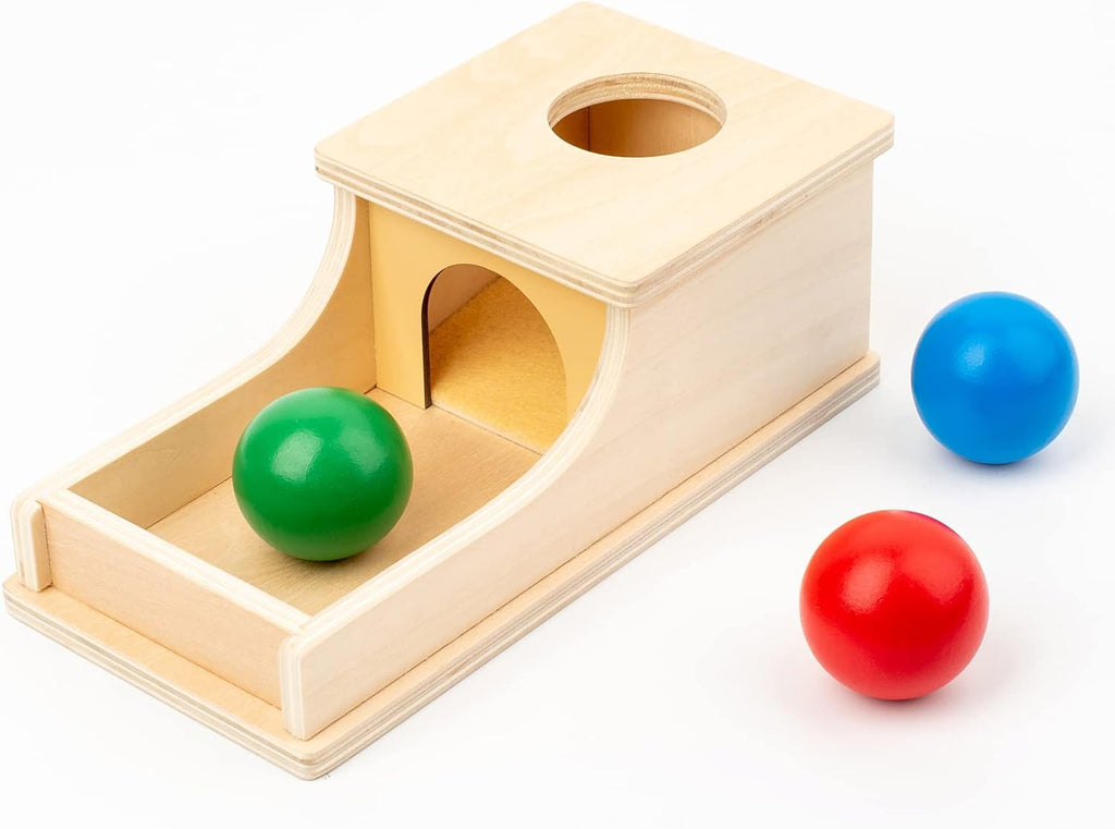 Baby Montessori Object Permanence Box (Red Green Blue) – Sensory Learning & Early Development Toy for Infants & Toddlers