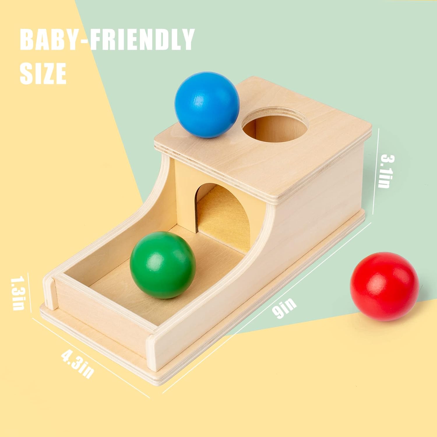 Baby Montessori Object Permanence Box (Red Green Blue) – Sensory Learning & Early Development Toy for Infants & Toddlers