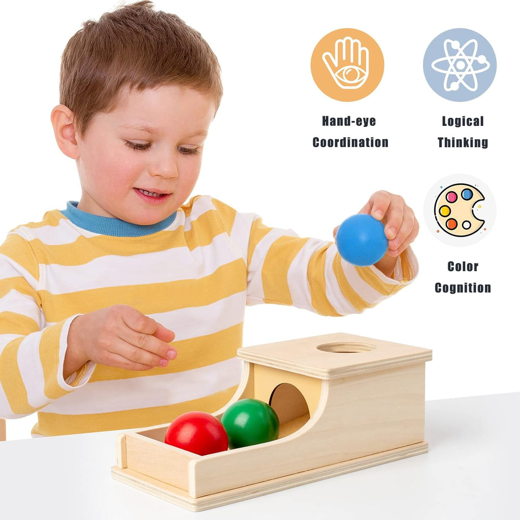 Baby Montessori Object Permanence Box (Red Green Blue) – Sensory Learning & Early Development Toy for Infants & Toddlers