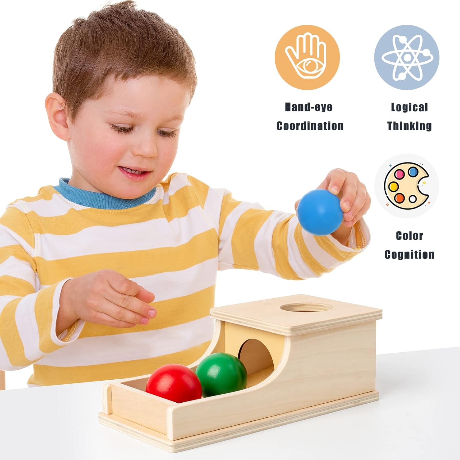 Baby Montessori Object Permanence Box (Red Green Blue) – Sensory Learning & Early Development Toy for Infants & Toddlers