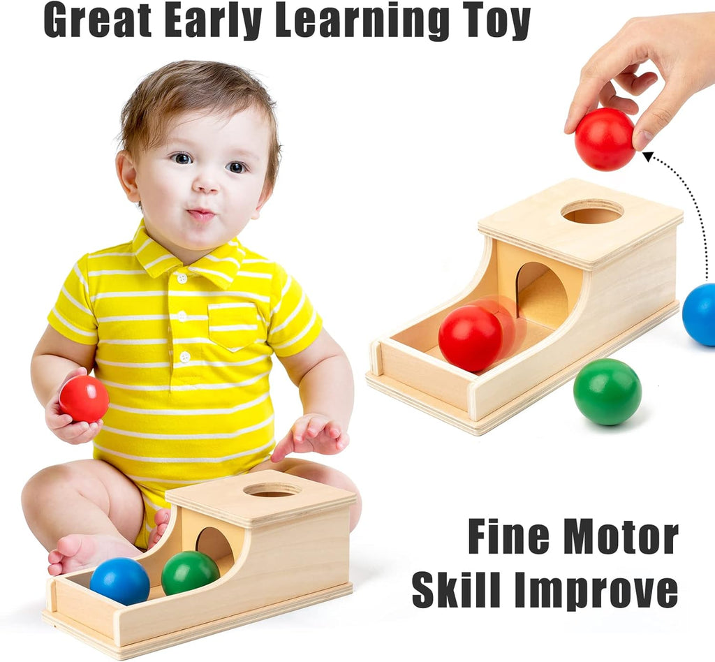 Baby Montessori Object Permanence Box (Red Green Blue) – Sensory Learning & Early Development Toy for Infants & Toddlers