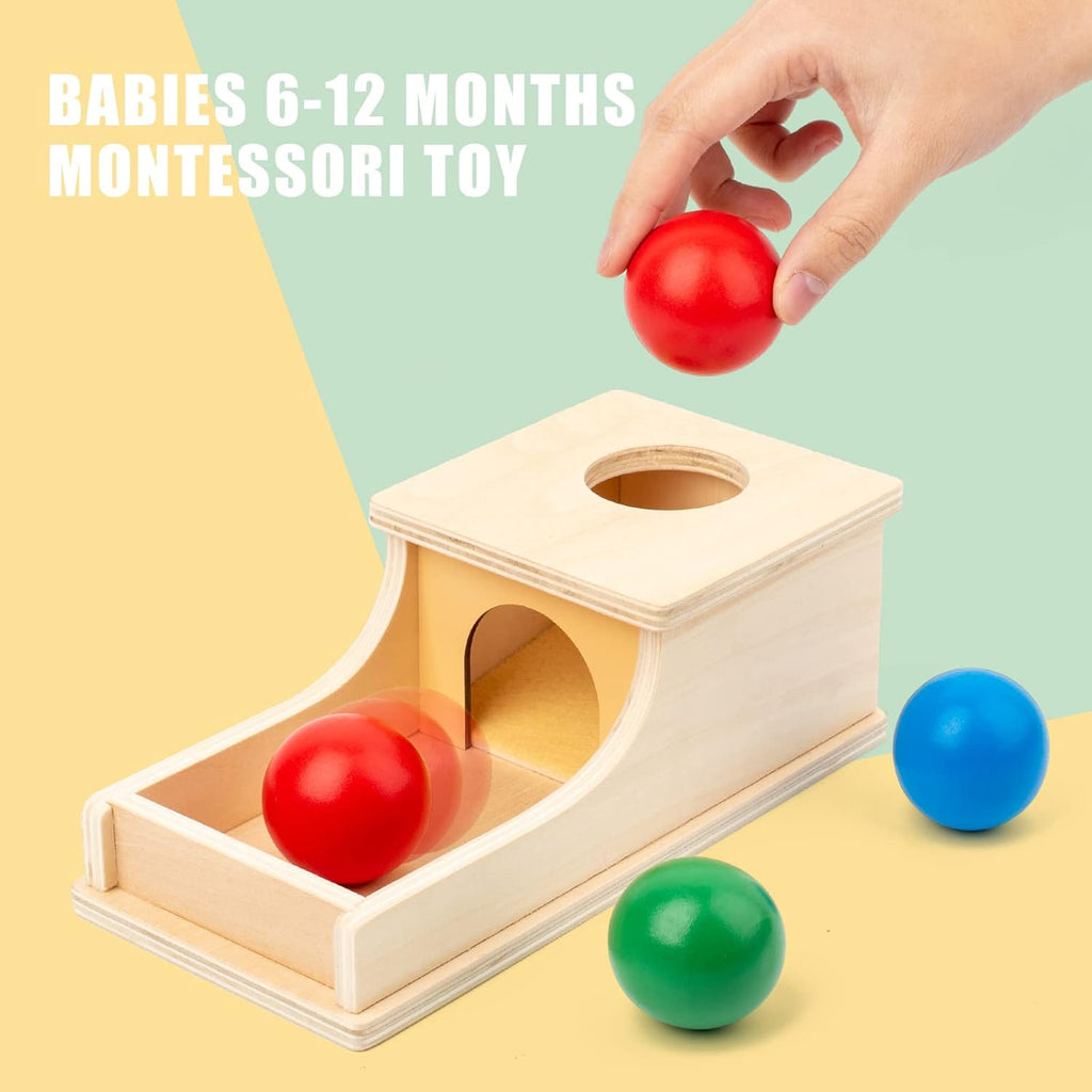 Baby Montessori Object Permanence Box (Red Green Blue) – Sensory Learning & Early Development Toy for Infants & Toddlers
