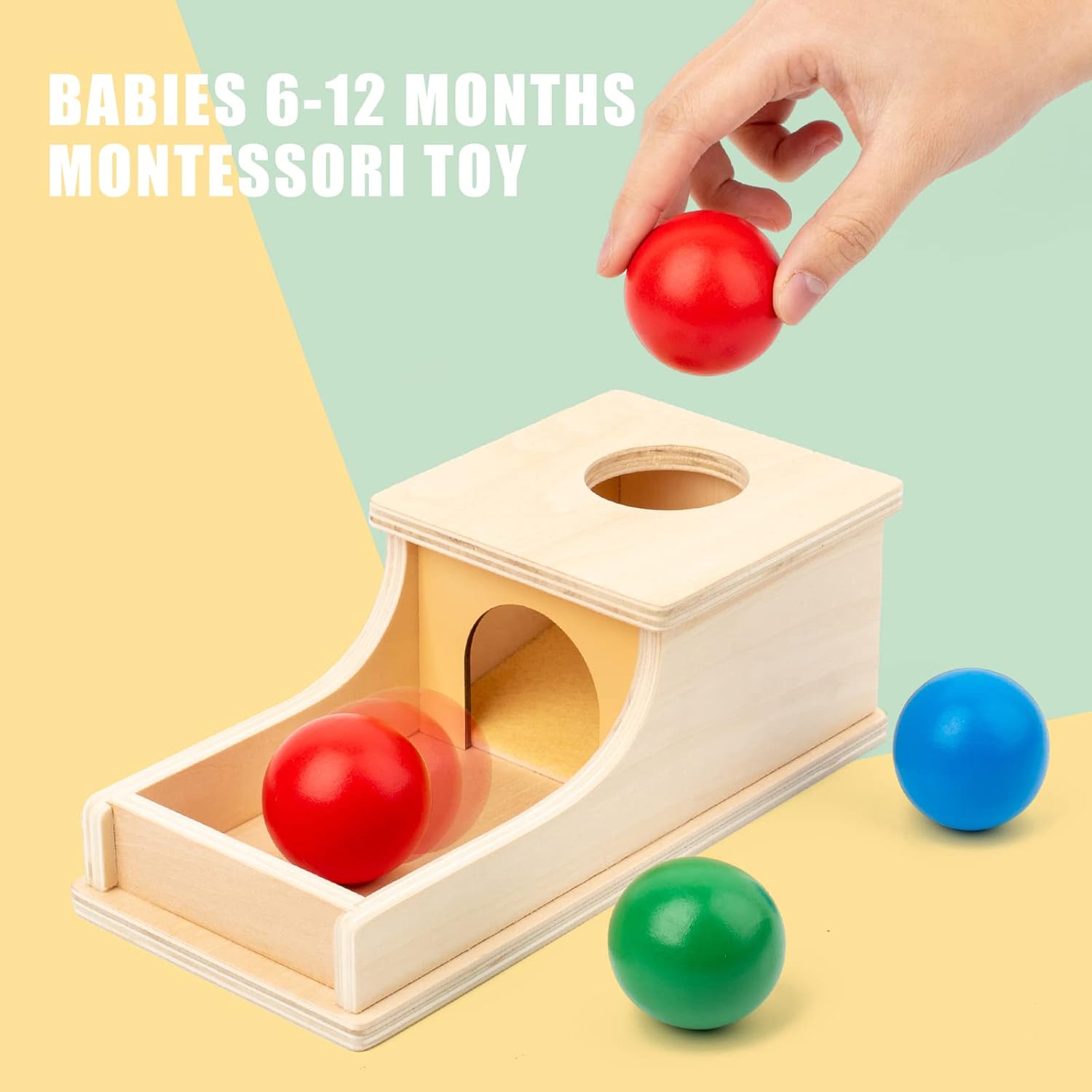 Baby Montessori Object Permanence Box (Red Green Blue) – Sensory Learning & Early Development Toy for Infants & Toddlers