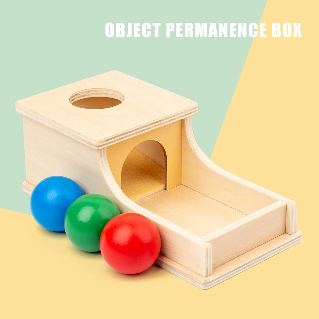 Baby Montessori Object Permanence Box (Red Green Blue) – Sensory Learning & Early Development Toy for Infants & Toddlers