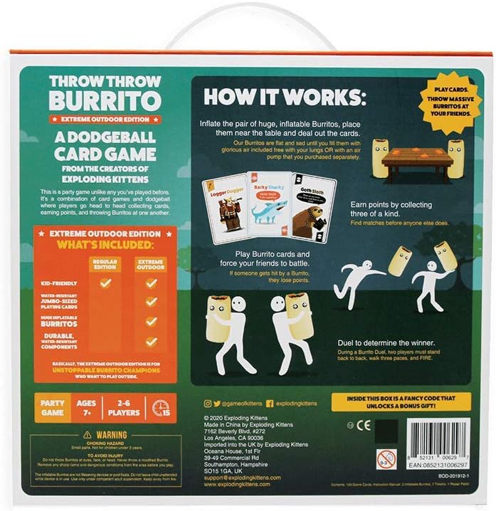 Throw Throw Burrito Extreme Outdoor Edition – Giant Inflatable Dodgeball Card Game