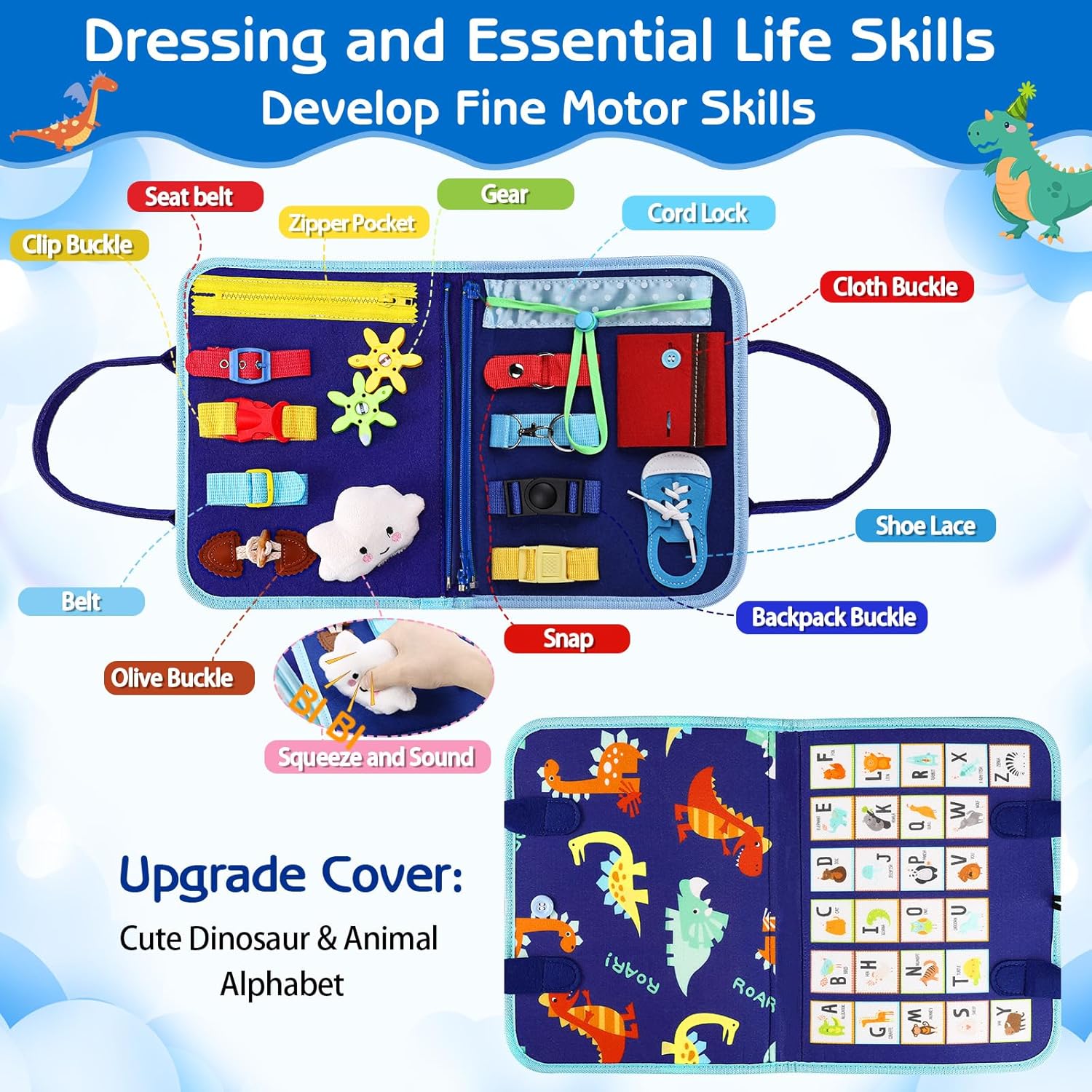 Montessori Busy Board for Toddlers – Sensory Activity Learning Toy for Fine Motor Skills Development