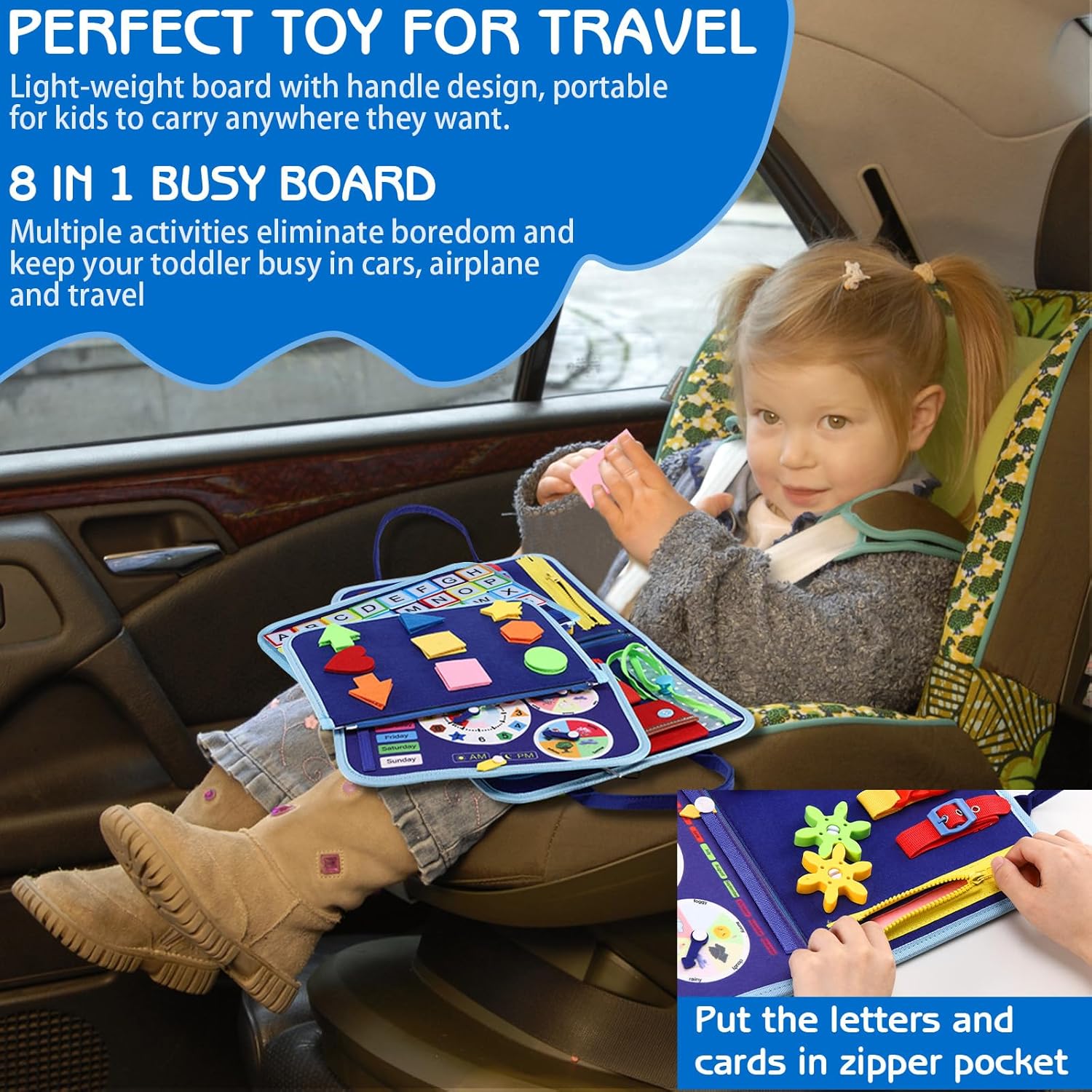 Montessori Busy Board for Toddlers – Sensory Activity Learning Toy for Fine Motor Skills Development