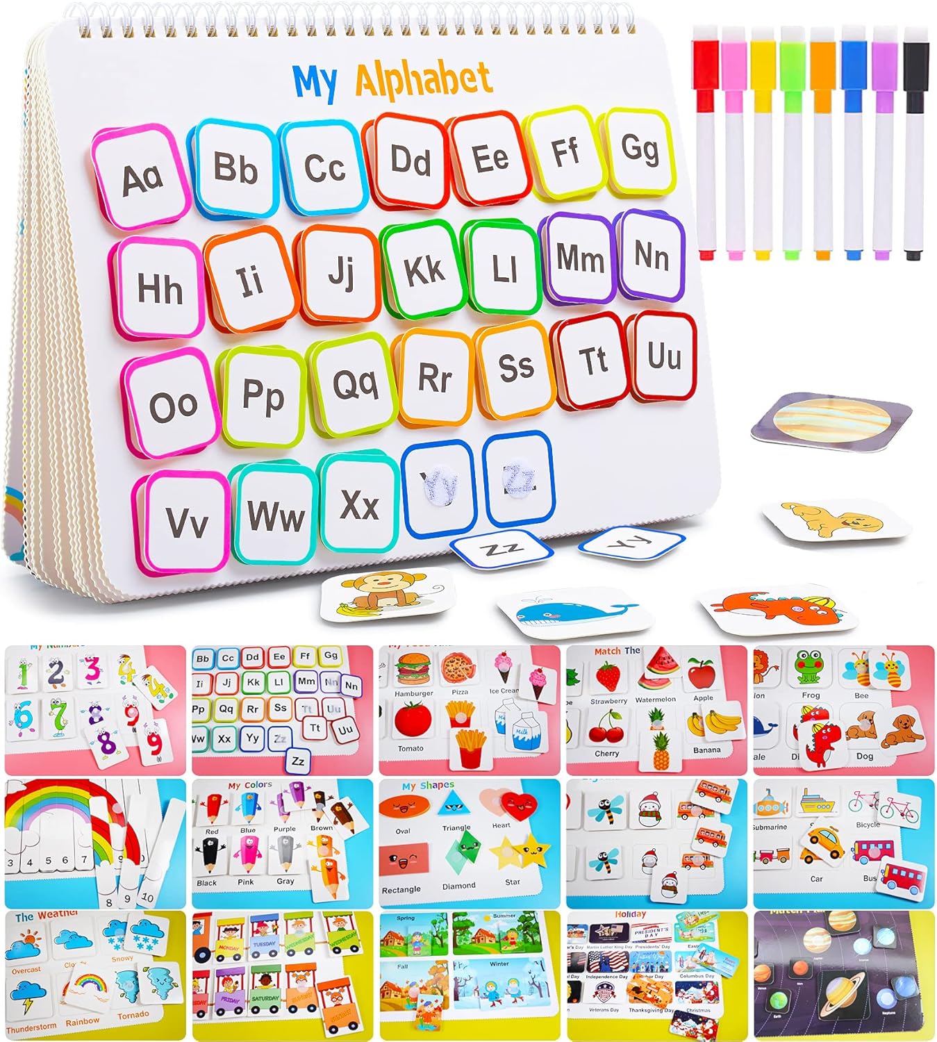 Toddler Learning Binder Busy Book – Montessori Sensory Activity Book for Early Development & Fine Motor Skills