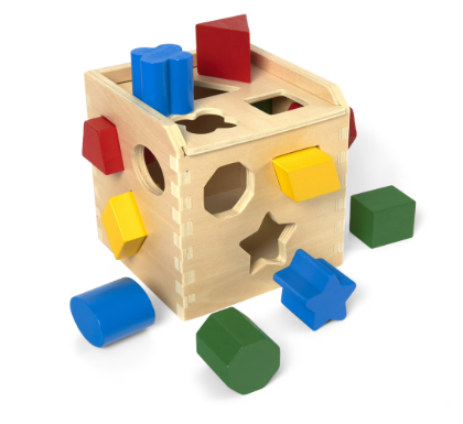 Shape Sorting Cube – Classic Wooden Montessori Toy with 12 Shapes for Early Learning & Motor Skills Development