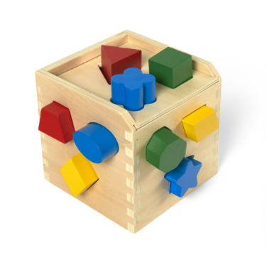 Shape Sorting Cube – Classic Wooden Montessori Toy with 12 Shapes for Early Learning & Motor Skills Development